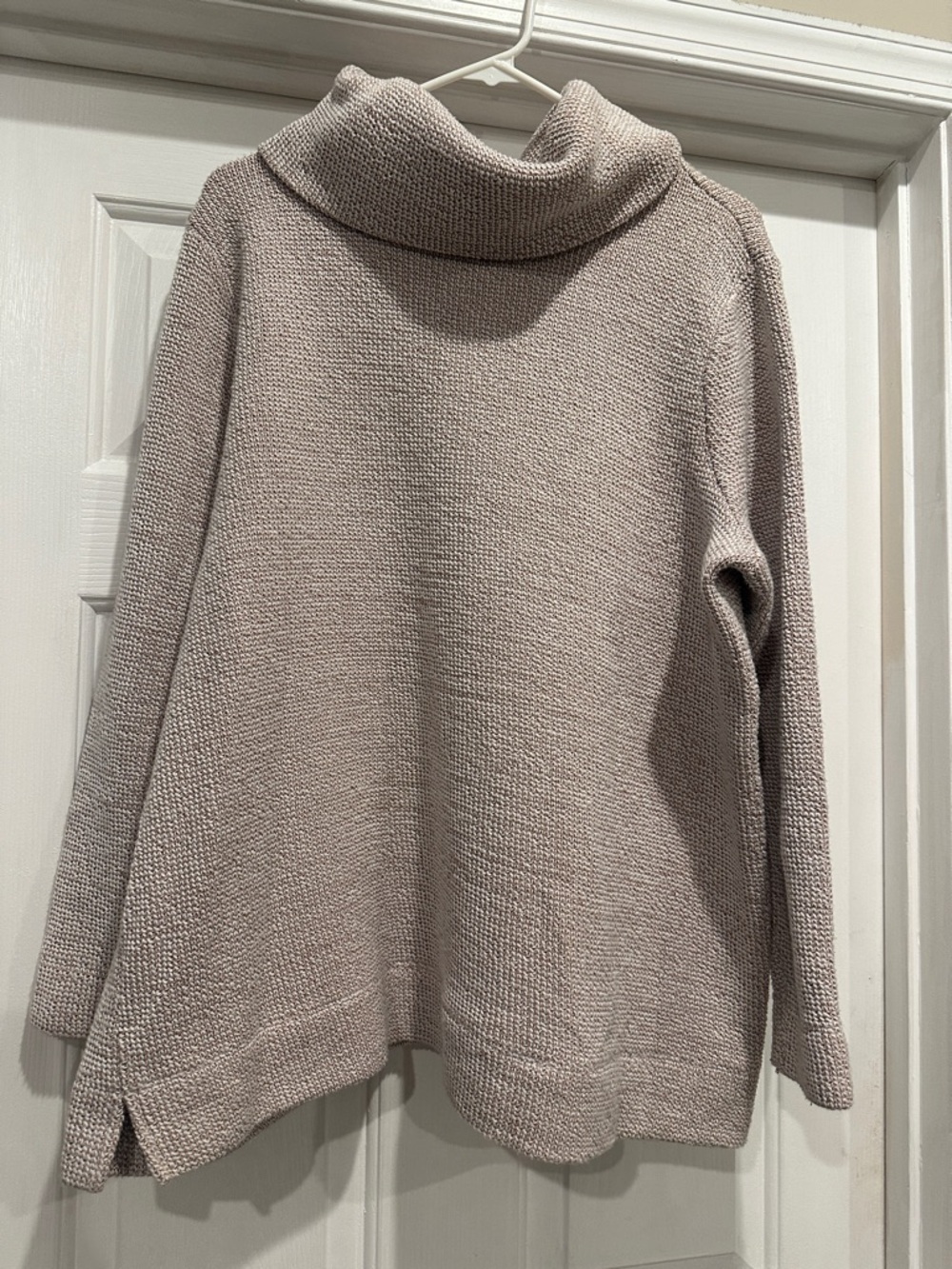 Women's Cozy Turtleneck Sweater - Light Pink and White